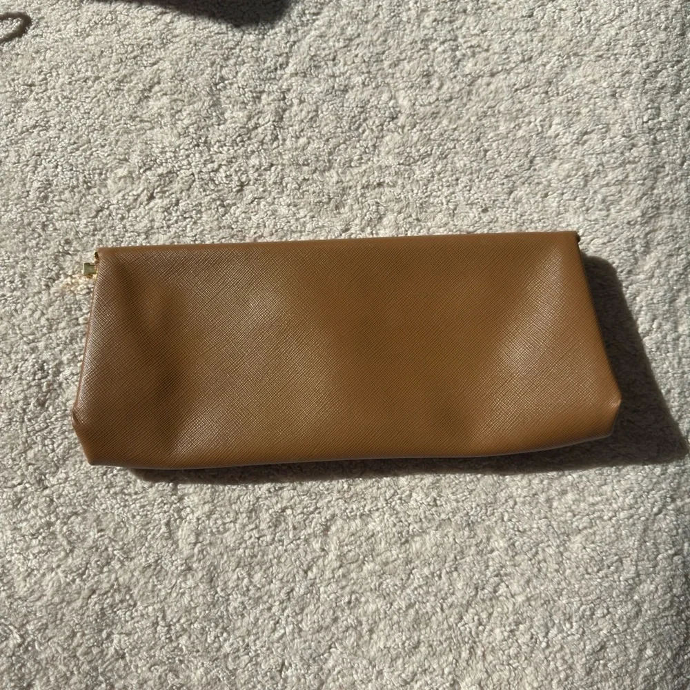 Prada Tan Leather Pouch with Gold Logo - Picture 4 of 9